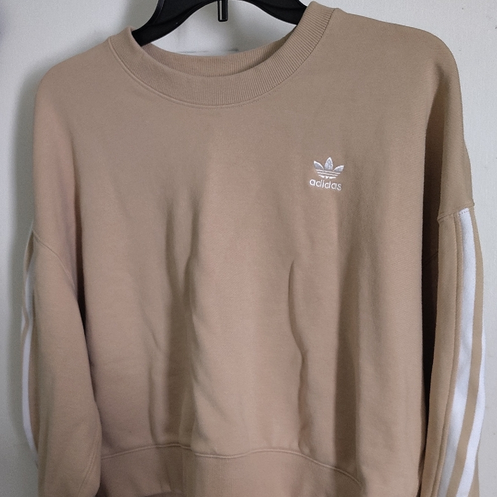 Adidas Women's Cropped Tan Crewneck Sweater